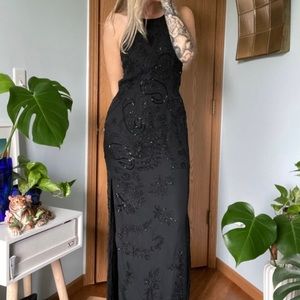 Evening gown. Black beaded dress. Size 10. Fit like 8 . Brand Blushe impressions